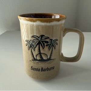 Santa Barbara California Ceramic Mug Palm Trees Brown Tan SBA